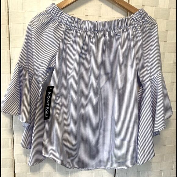 Kontrol Contemporary Striped Off the shoulder Top Small NWT - Picture 5 of 8